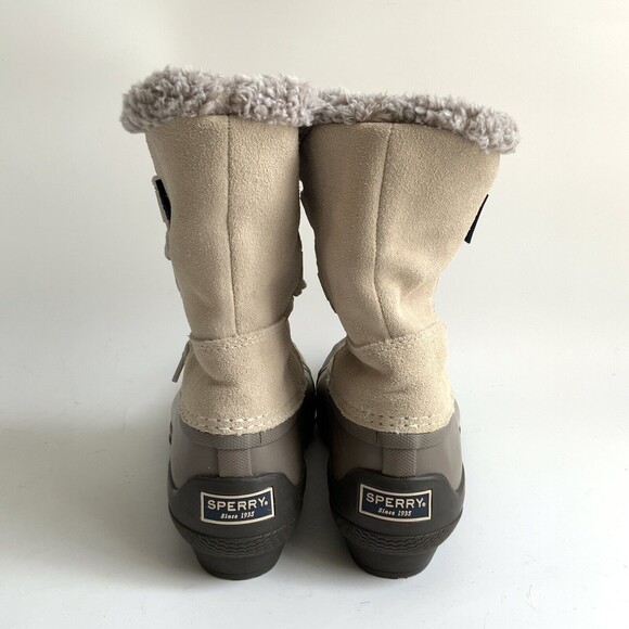 Sperry Syren Duck Boots Strait Lace-up Rain Shoes Beige 7 - Picture 8 of 13